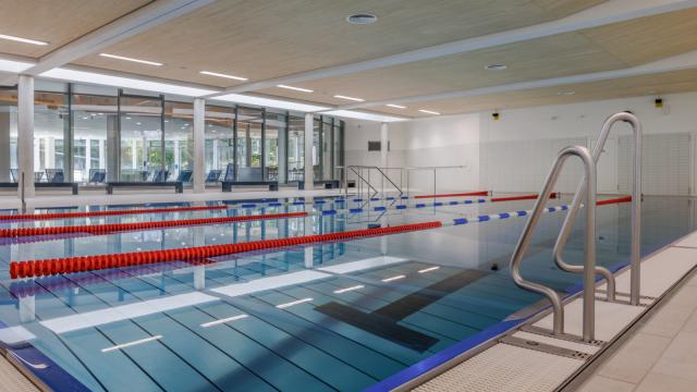 Lehrschwimmbecken mit Leinen und Leiter 