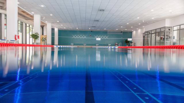 Schwammhalle mit Blick ins Becken und in die Halle